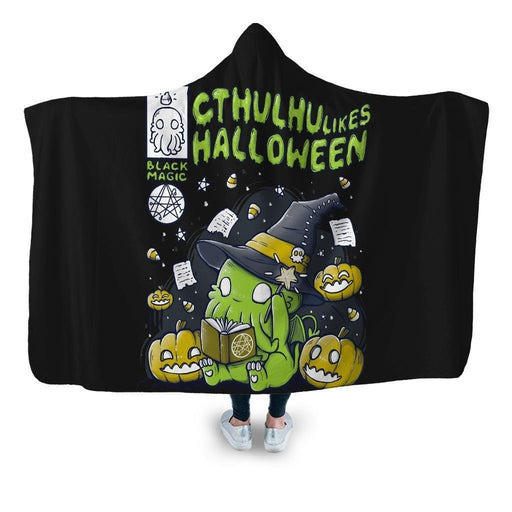 Cthulhu Likes Halloween Hooded Blanket - Adult / Premium Sherpa