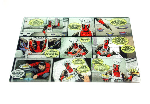Deadpool Tempered Glass Cutting Board Bar Kitchen Carving Nerdy Geeky Funny Humor