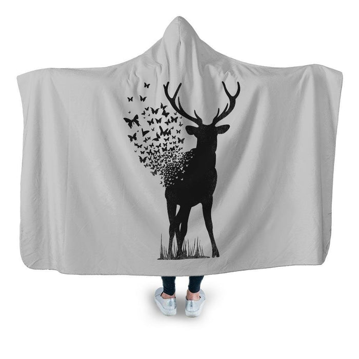 Deer Butterfly Hooded Blanket - Adult / Premium Sherpa