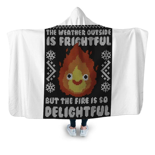 Delightful Fire Hooded Blanket - Adult / Premium Sherpa