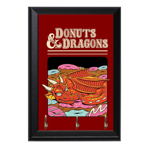 Donuts And Dragons Wall Plaque Key Holder - 8 x 6 / Yes