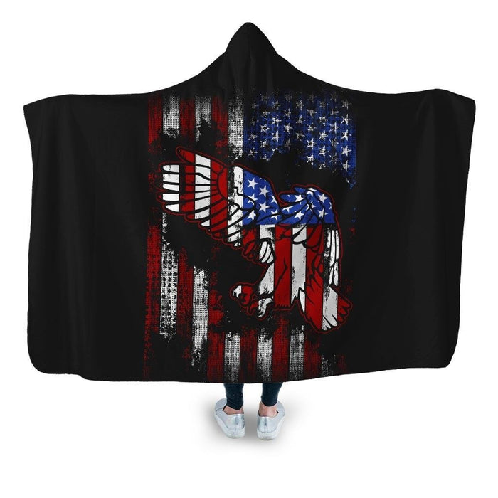 Eagle Flag Hooded Blanket - Adult / Premium Sherpa