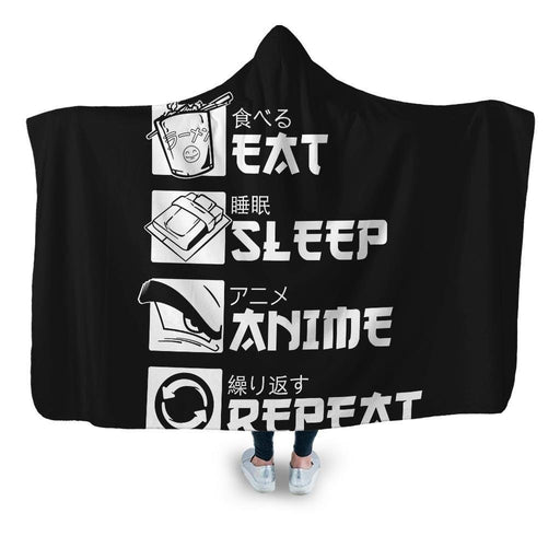 Eat Sleep Anime Hooded Blanket - Adult / Premium Sherpa
