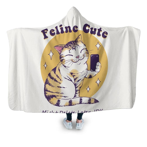 Feline Cute Challenge Hooded Blanket - Adult / Premium Sherpa