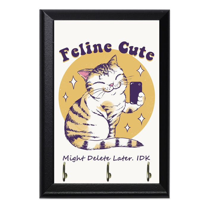 Feline Cute Challenge Wall Plaque Key Holder - 8 x 6 / Yes