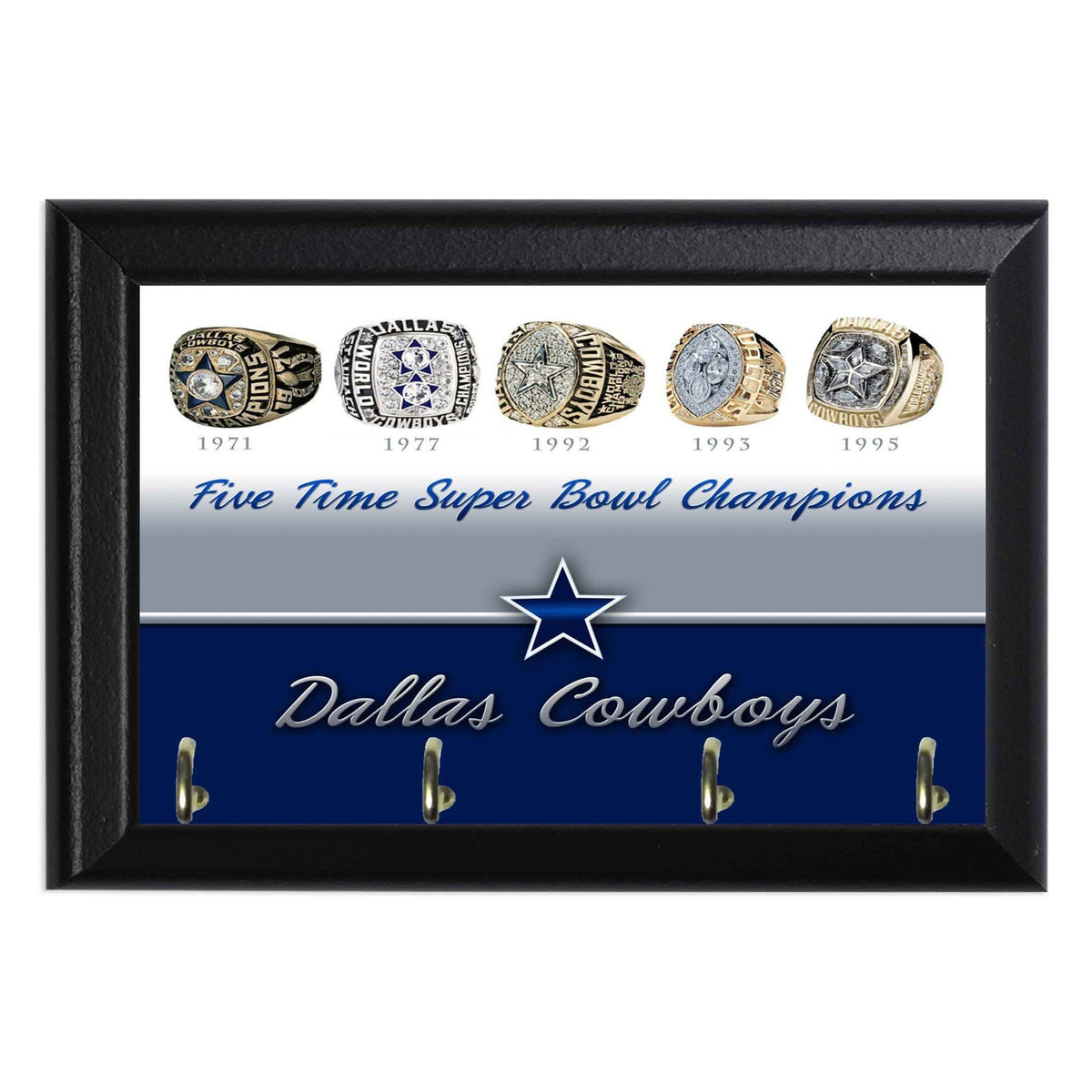 Five Time Super Bowl Champions Dallas Cowboys Geeky Wall Plaque Key Hanger  - Plaques