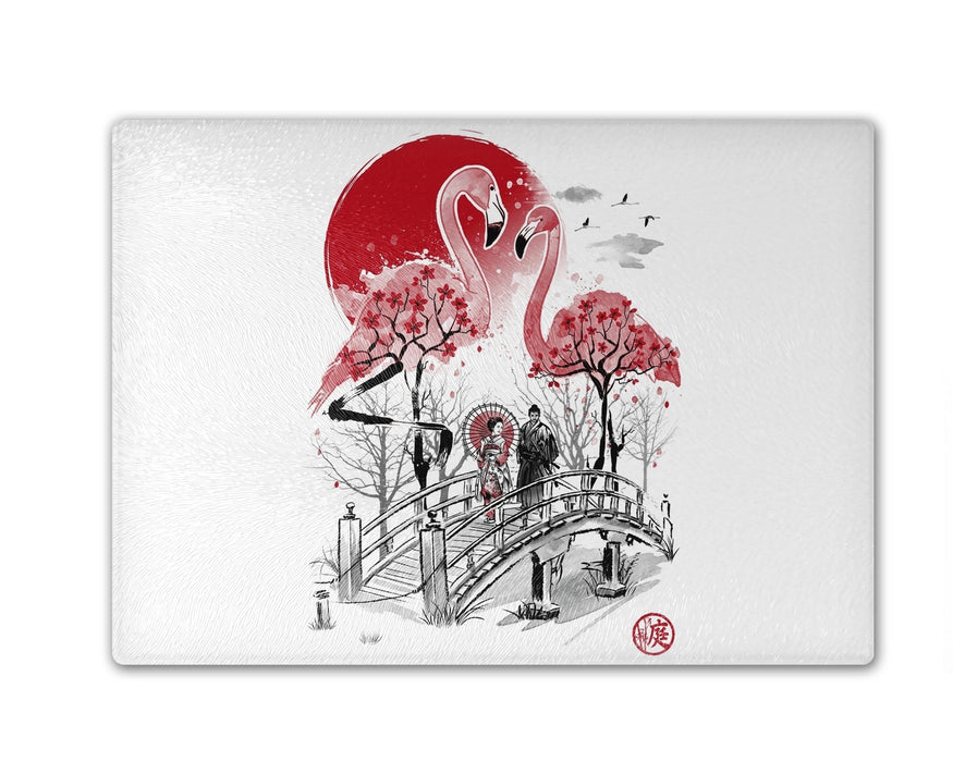 Flamingo Garden Cutting Board