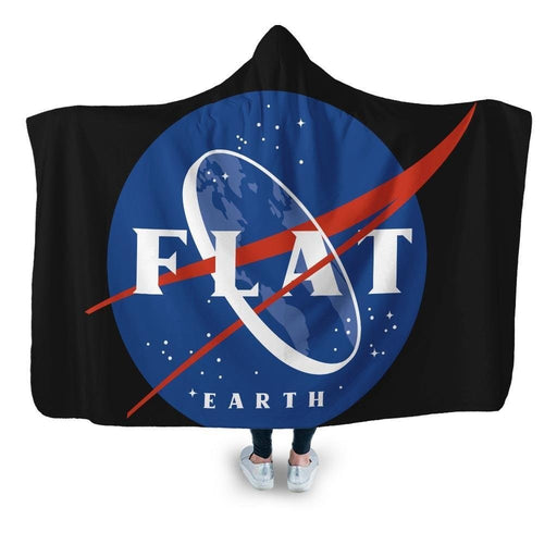 Flat Earth N A S Hooded Blanket - Adult / Premium Sherpa