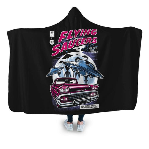 Flying Saucers 2 Hooded Blanket - Adult / Premium Sherpa