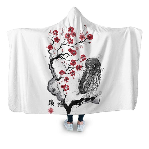 Fukuro Sumi E Hooded Blanket - Adult / Premium Sherpa