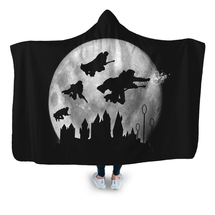 Full Moon Over Hogwart Hooded Blanket - Adult / Premium Sherpa