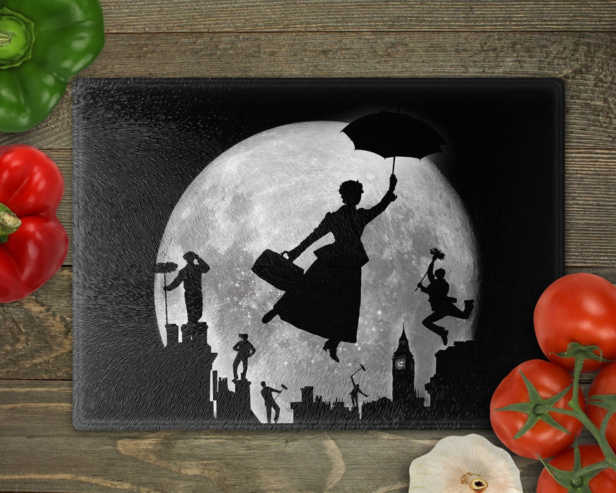 Full Moon Over London Rooftops Cutting Board