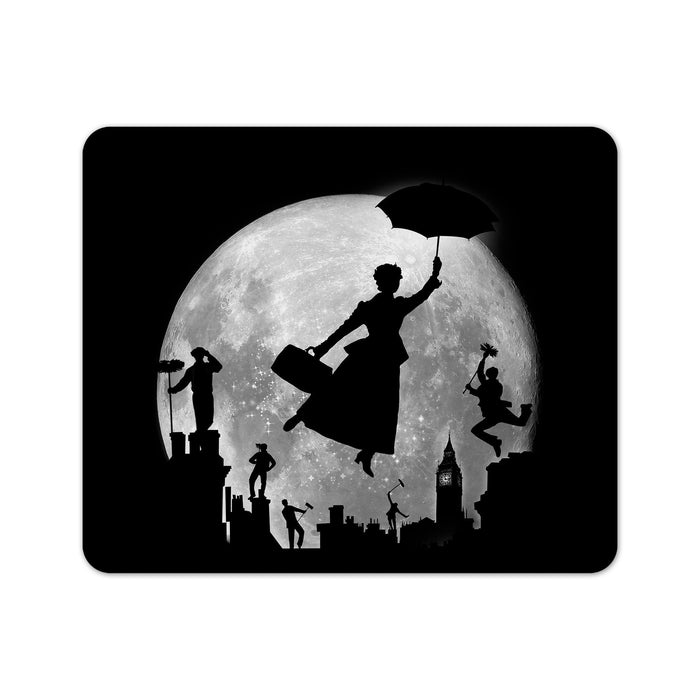 Full Moon Over London Rooftops Mouse Pad