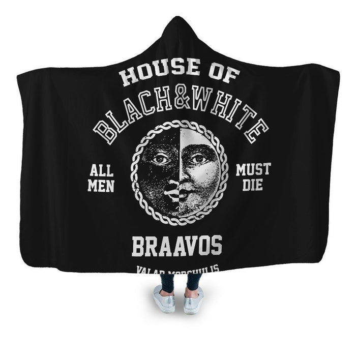 Game Of Thrones House Black And White Hooded Blanket - Adult / Premium Sherpa