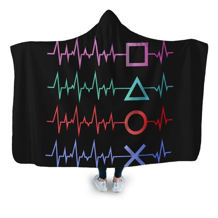Gamer Heart Beat Hooded Blanket - Adult / Premium Sherpa