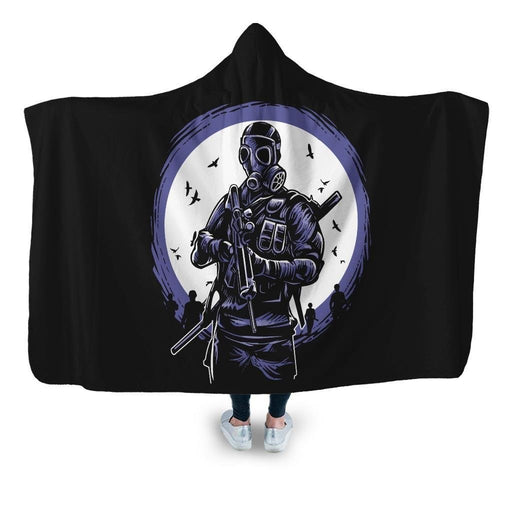 Gas Mask Soldier Hooded Blanket - Adult / Premium Sherpa