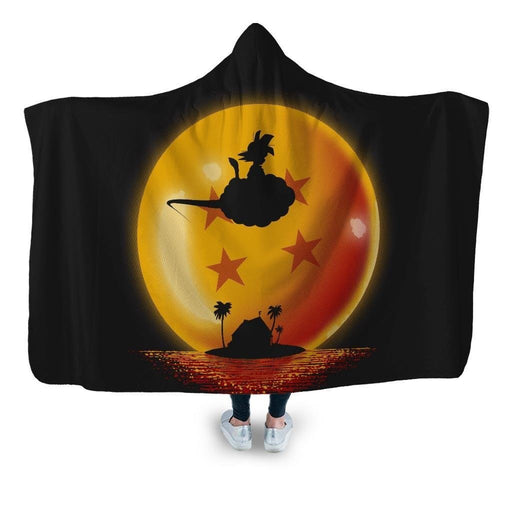 Goku On Sunset Hooded Blanket - Adult / Premium Sherpa