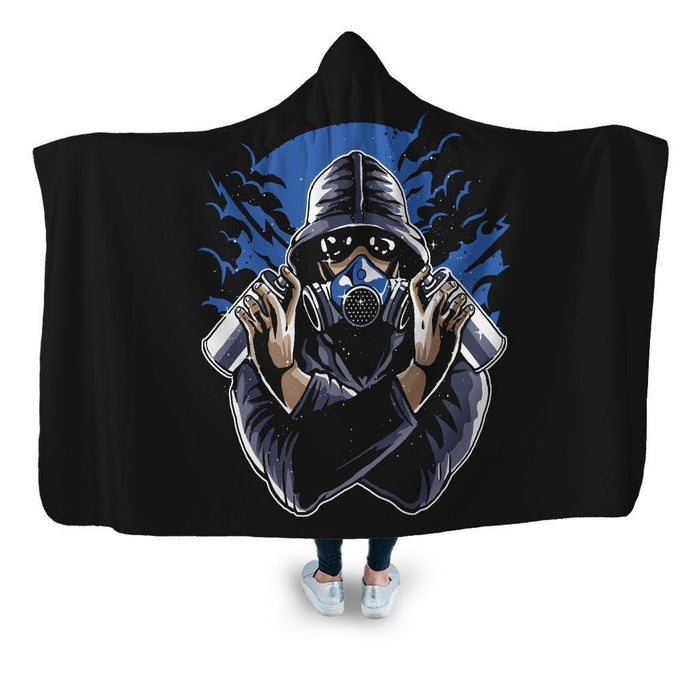Graffiti Gasmask Copy Hooded Blanket - Adult / Premium Sherpa