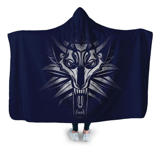 Graffiti White Wolf Hooded Blanket - Adult / Premium Sherpa
