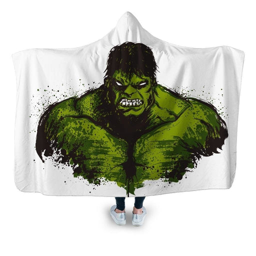 Green Fury Hooded Blanket - Adult / Premium Sherpa