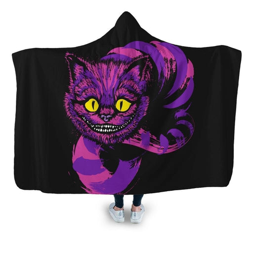 Grinning Like A Cheshire Cat Purple Hooded Blanket - Adult / Premium Sherpa