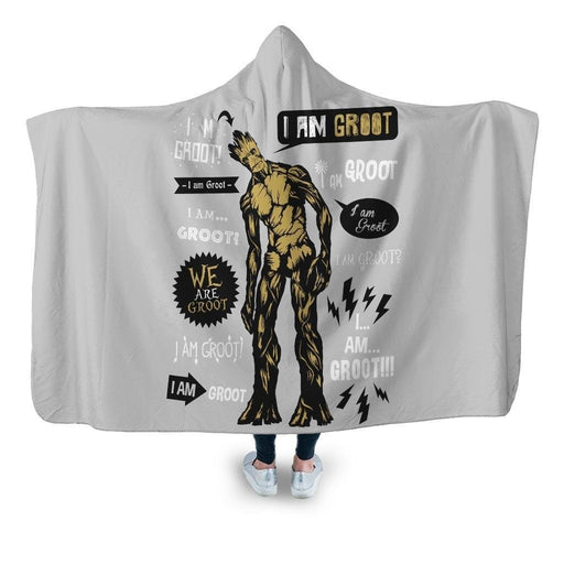 Groot Famous Quotes Hooded Blanket - Adult / Premium Sherpa