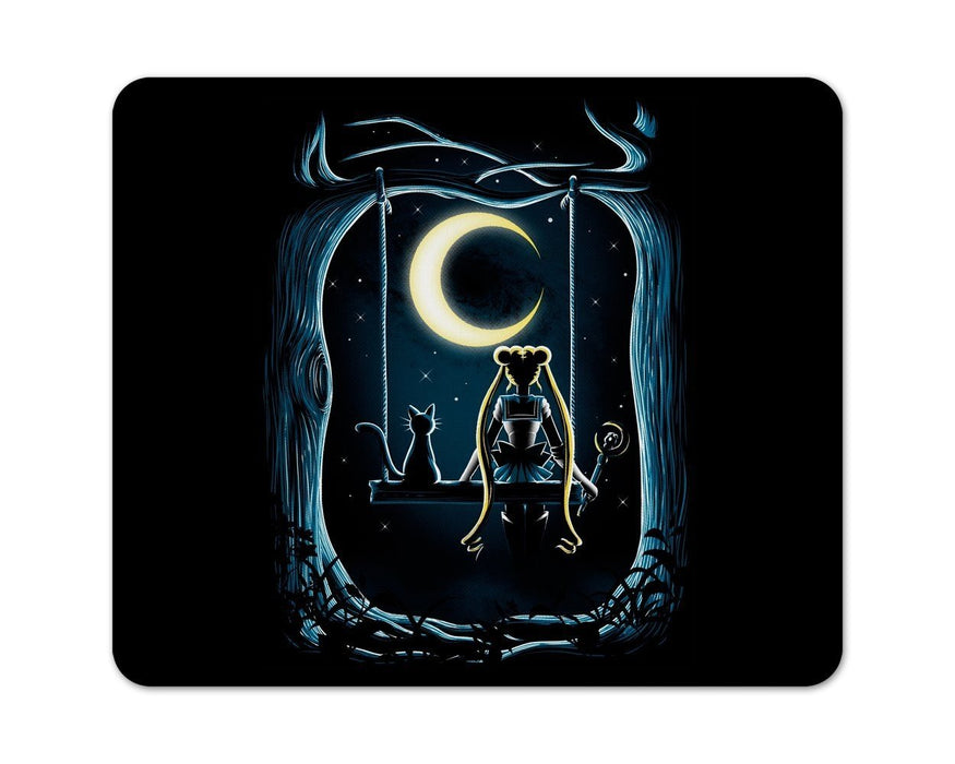 Guardian under the moon Mouse Pad