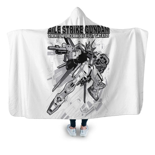 Gundam Aile Strike Hooded Blanket - Adult / Premium Sherpa
