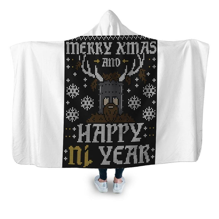 Happy Ni Year Hooded Blanket - Adult / Premium Sherpa