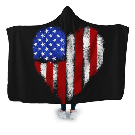 Heartshapedflag Hooded Blanket - Adult / Premium Sherpa