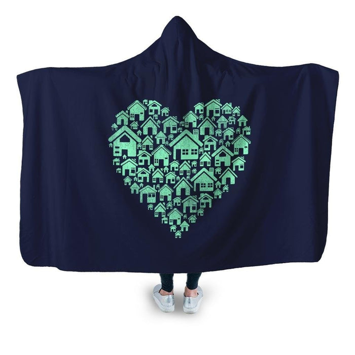 Home Heart Hooded Blanket - Adult / Premium Sherpa