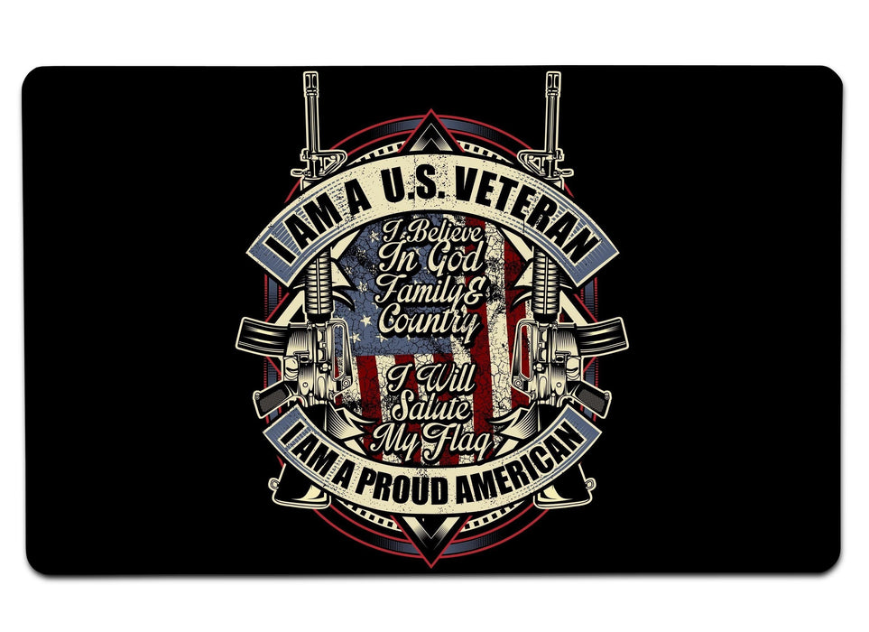 I Am A U. S. Veteran Proud American 2 Large Mouse Pad