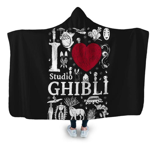 I Love Ghibli Hooded Blanket - Adult / Premium Sherpa