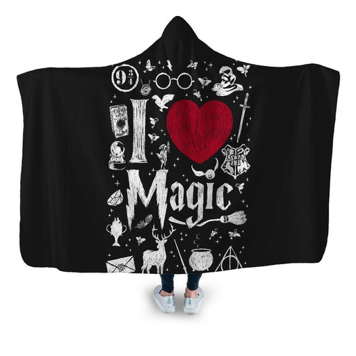 I Love Magic Hooded Blanket - Adult / Premium Sherpa
