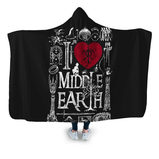 I Love Middle Earth Hooded Blanket - Adult / Premium Sherpa