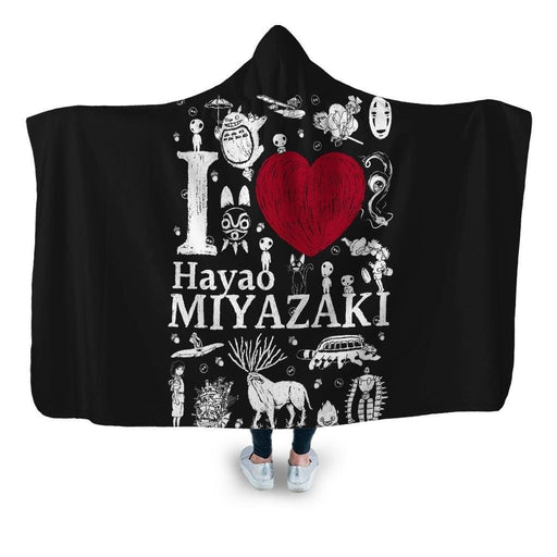 I Love Miyazaki Hooded Blanket - Adult / Premium Sherpa