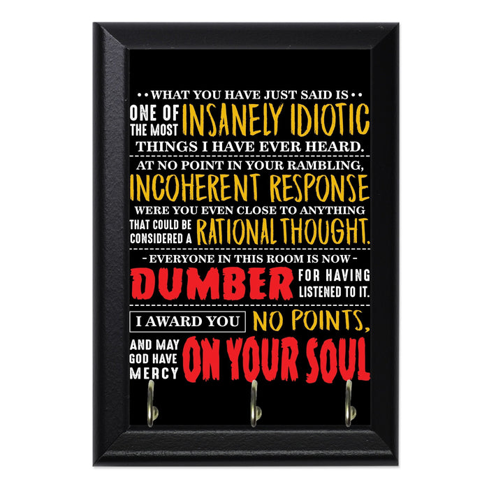 Insanely Idiotic Wall Plaque Key Holder - 8 x 6 / Yes