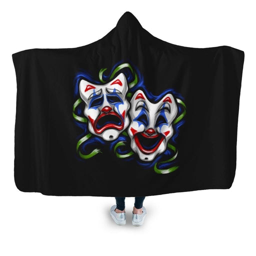 joker_comedy_tragedy2 Hooded Blanket - Adult / Premium Sherpa