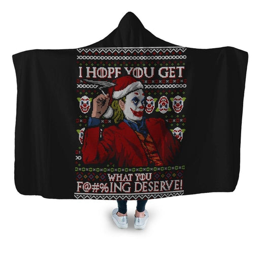 joker_ugly_sweater_2019 Hooded Blanket - Adult / Premium Sherpa