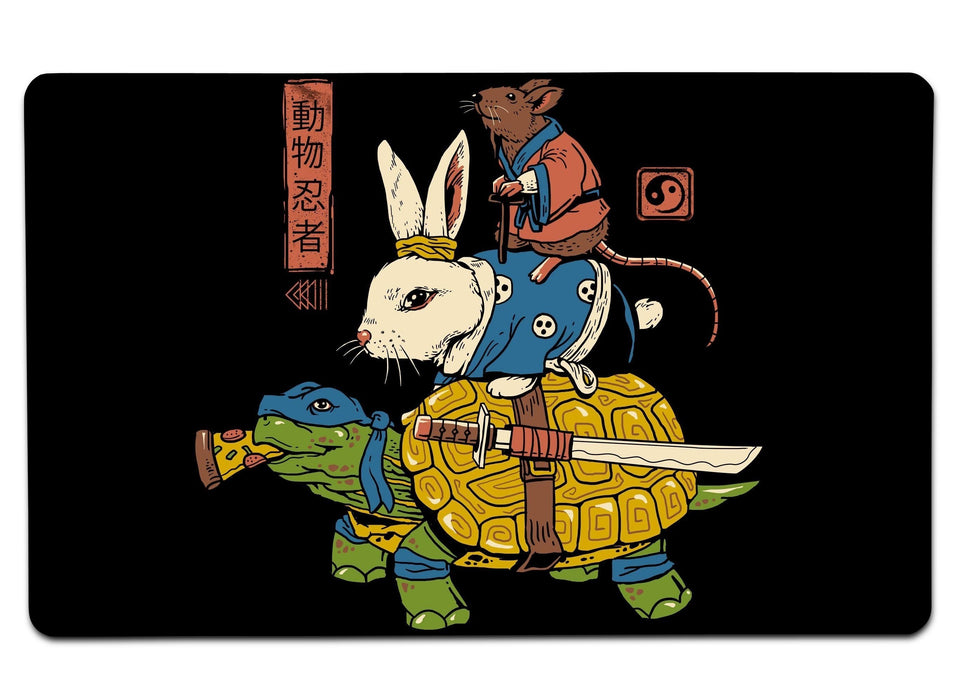 Kame Usagi And Ratto Ninjas Large Mouse Pad