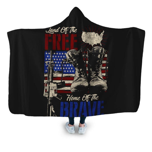 Land Of The Free Home Brave Color Hooded Blanket - Adult / Premium Sherpa