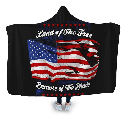 Land Of The Free Hooded Blanket - Adult / Premium Sherpa