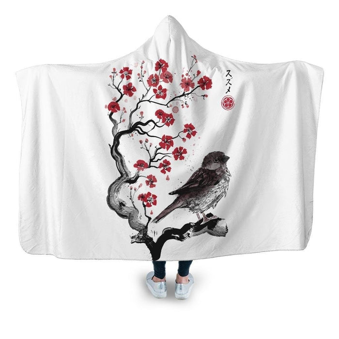 Little Sparrow Sumi E Hooded Blanket - Adult / Premium Sherpa