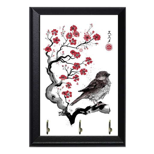 Little Sparrow Sumi E Key Hanging Plaque - 8 x 6 / Yes
