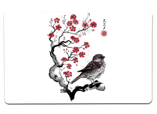 Little Sparrow Sumi E Large Mouse Pad