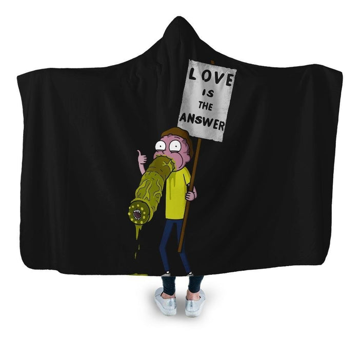 Love Is The Answer Hooded Blanket - Adult / Premium Sherpa