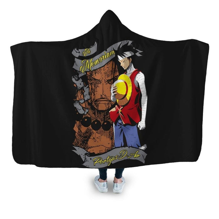 Luffy Comemmorating Ace Hooded Blanket - Adult / Premium Sherpa