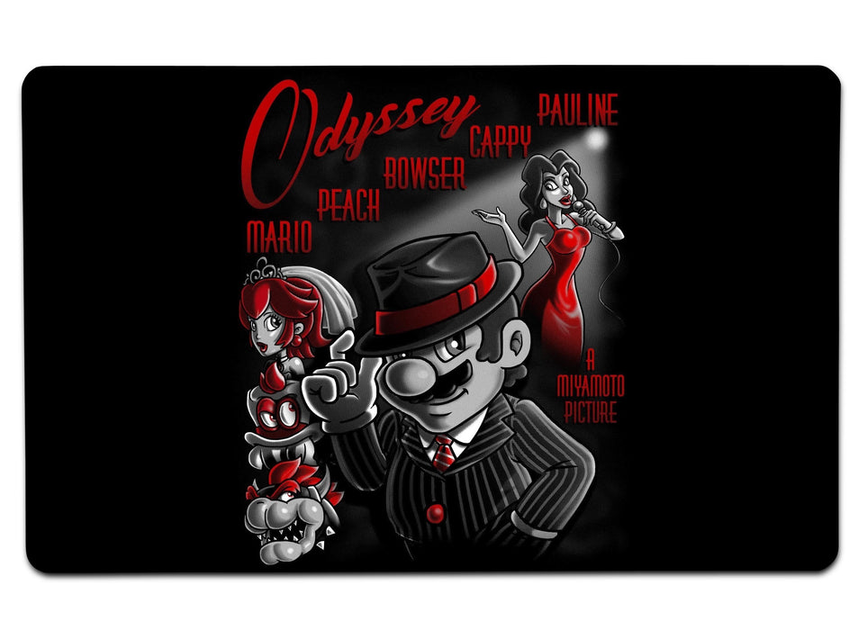 Mario Odyssey Noir Print2 Large Mouse Pad