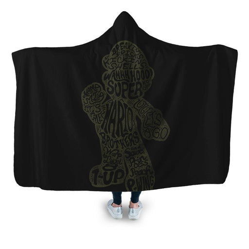 Mario Text Hooded Blanket - Adult / Premium Sherpa