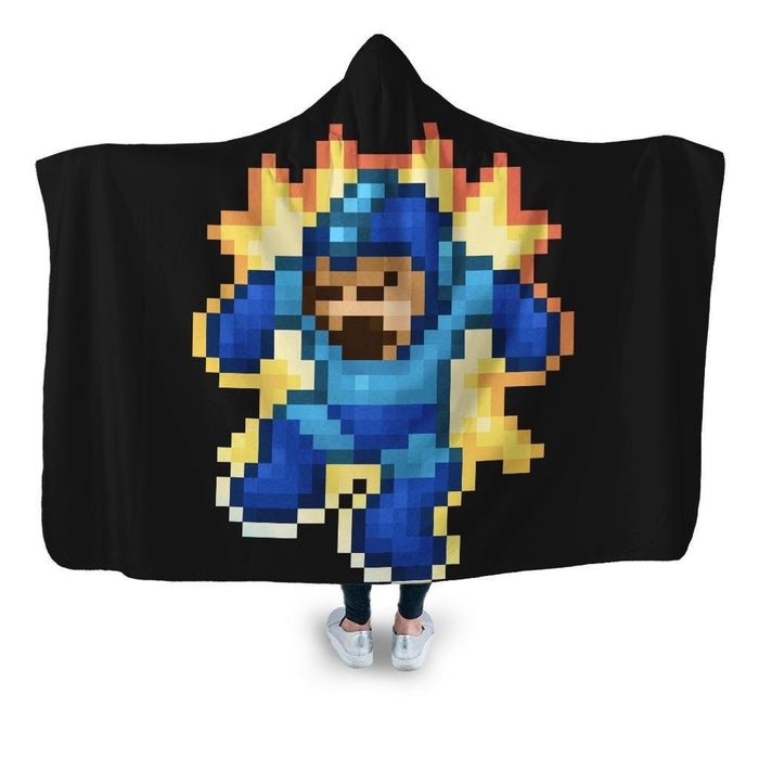 Megaman Ouch Cropped Hooded Blanket - Adult / Premium Sherpa